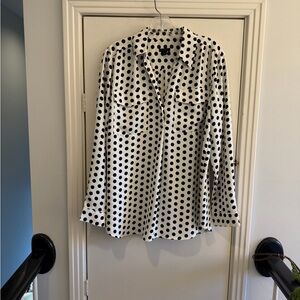 Ann Taylor Black and White Polka Dot Blouse